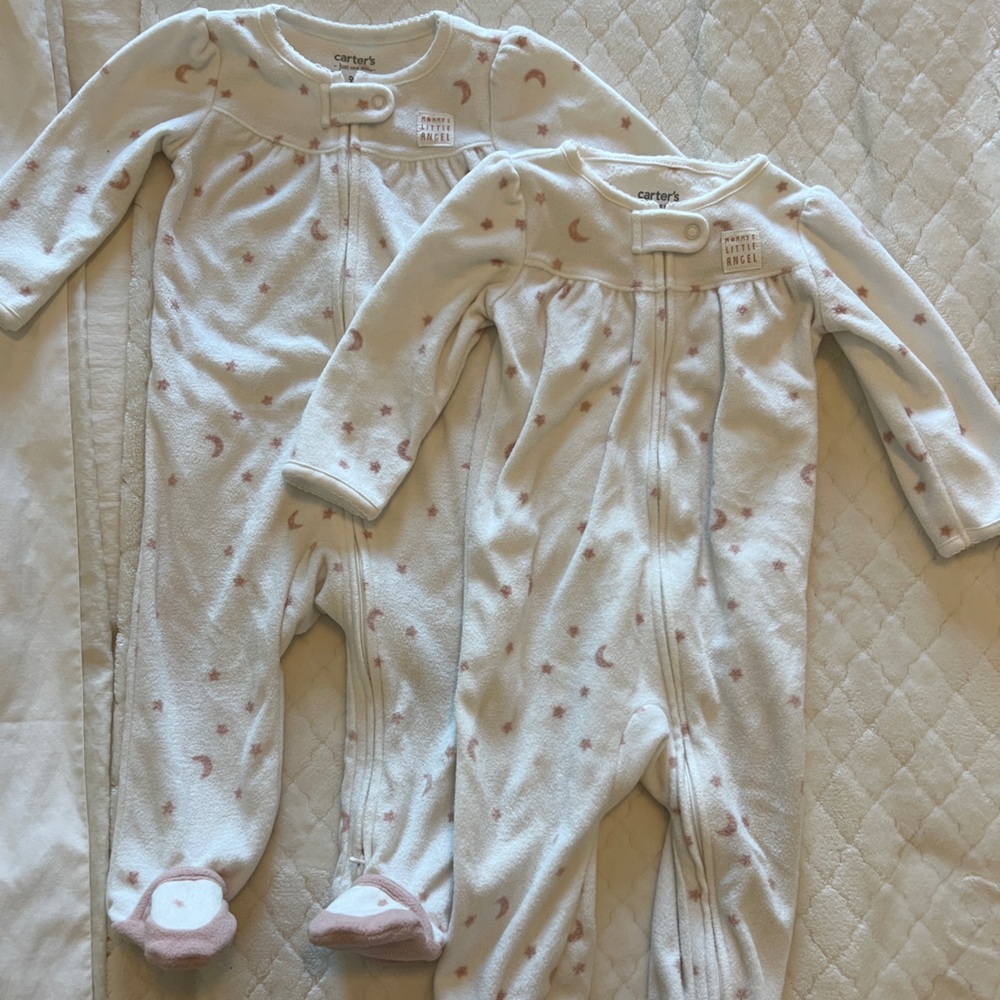 Twin Carter's Pink and White fleece pajamas